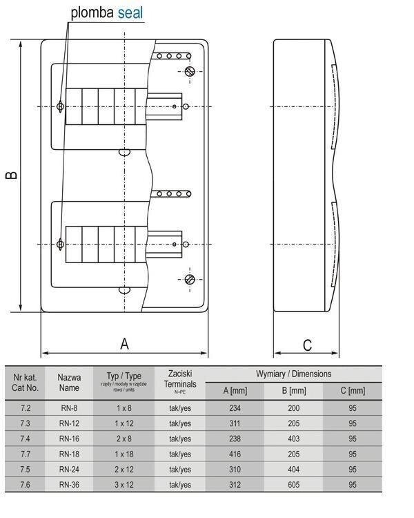 Pinta-asennettava kytkintaulu Rn-24 wave, N+PE 2x12 hinta ja tiedot | Kytkimet ja pistorasiat | hobbyhall.fi