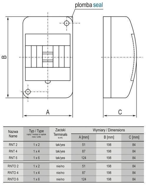 RNTO 2S 1x2 pinta-asennettava kytkintaulu RNTO 2S 1x2 hinta ja tiedot | Kytkimet ja pistorasiat | hobbyhall.fi