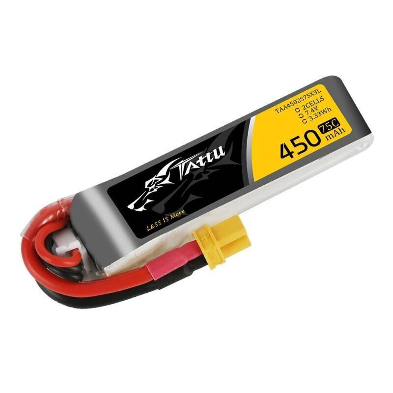 Akumulaattori Tattu 450mAh 7.4V 75C 2S1P Long XT30 hinta ja tiedot | Paristot | hobbyhall.fi