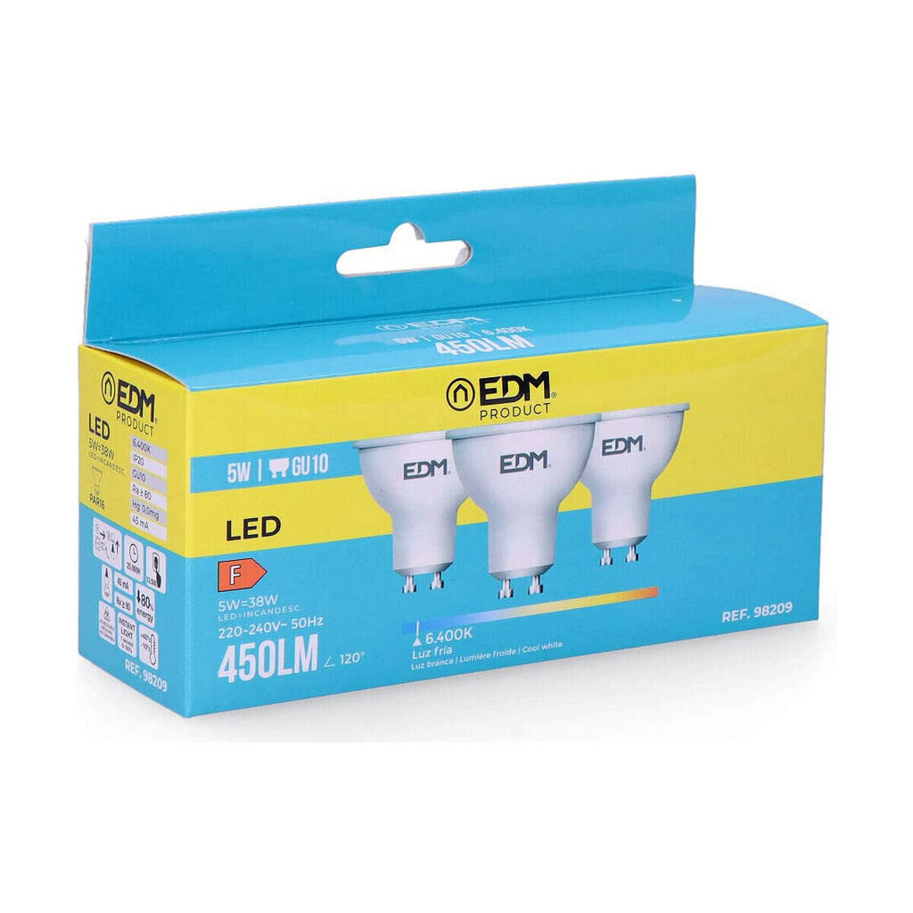 LED-lamppu EDM 5 W GU10 450 lm F (6400K) hinta ja tiedot | LED-valonauhat | hobbyhall.fi