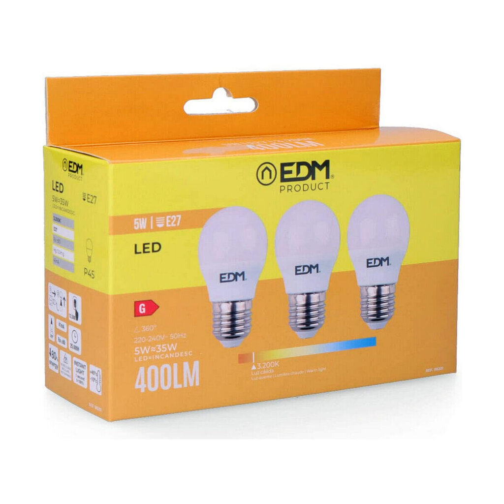 LED-lamppu EDM E27 5 W G (3200 K) hinta ja tiedot | LED-valonauhat | hobbyhall.fi