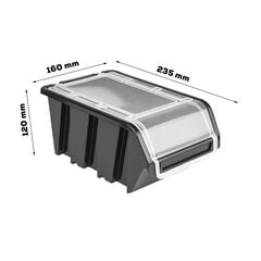 botle 5x Muovinen pinottava kannellinen laatikko 160x230x120 mm musta hinta ja tiedot | Työkalupakit ja muu työkalujen säilytys | hobbyhall.fi