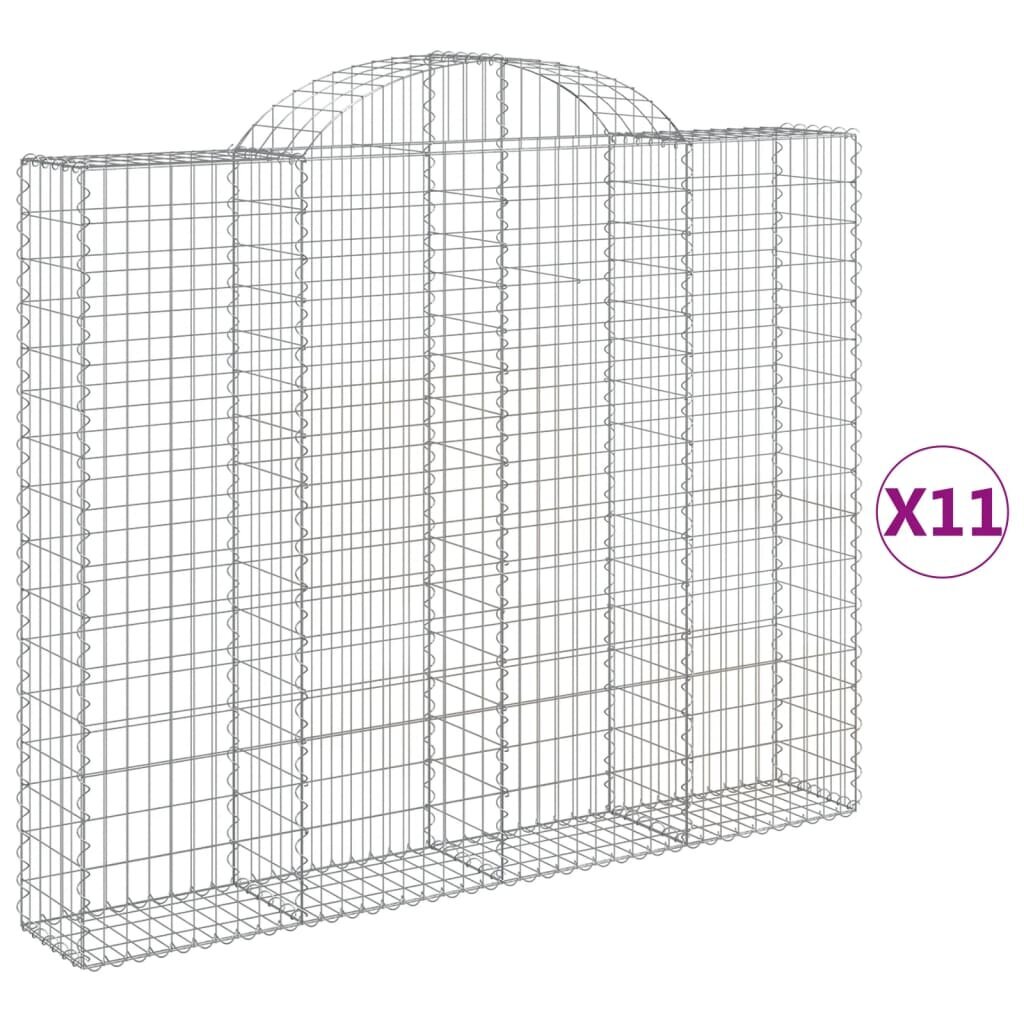 vidaXL Kaarevat kivikorit 11 kpl 200x30x160/180 cm galvanoitu rauta hinta ja tiedot | Aidat ja tarvikkeet | hobbyhall.fi