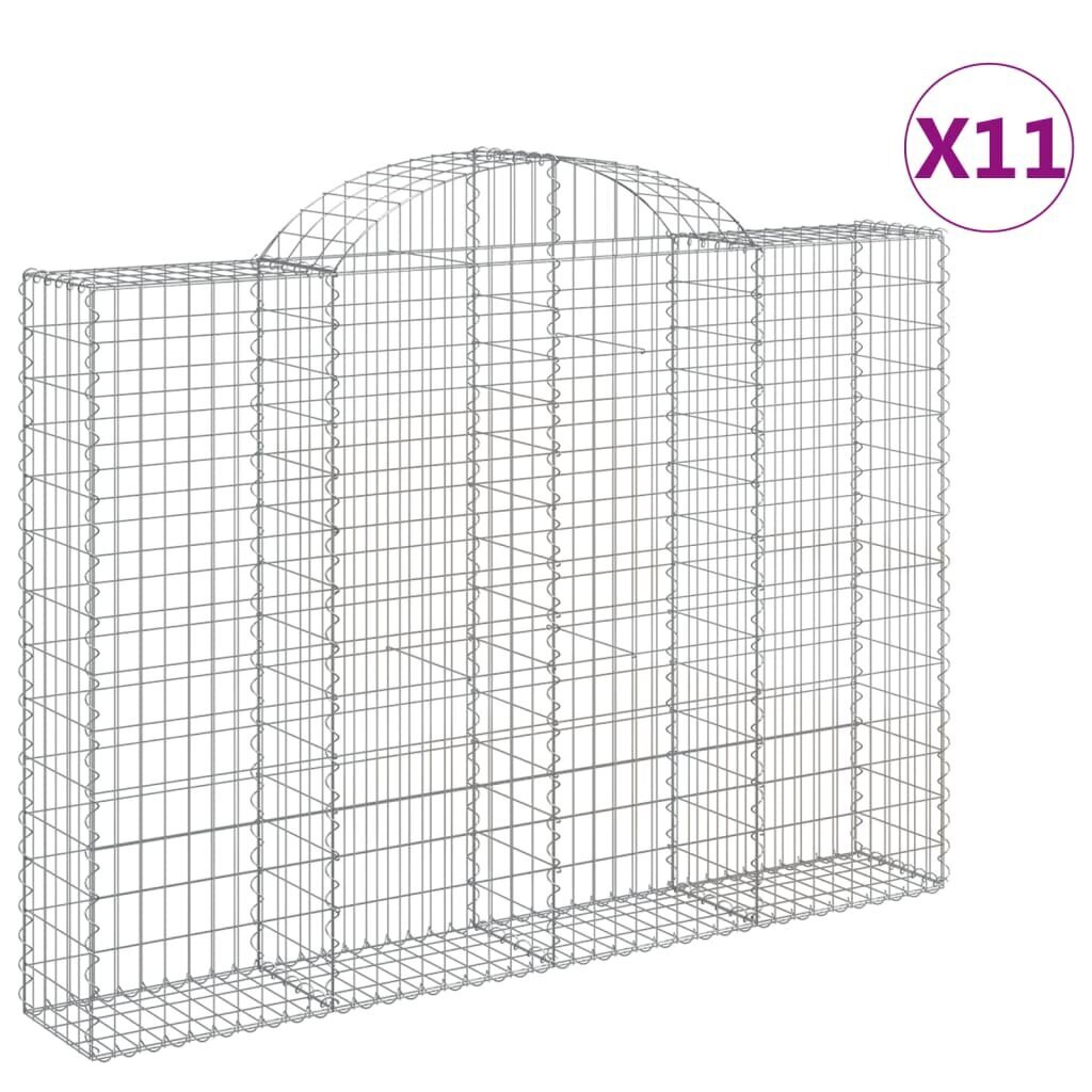 vidaXL Kaarevat kivikorit 11 kpl 200x30x140/160 cm galvanoitu rauta hinta ja tiedot | Aidat ja tarvikkeet | hobbyhall.fi