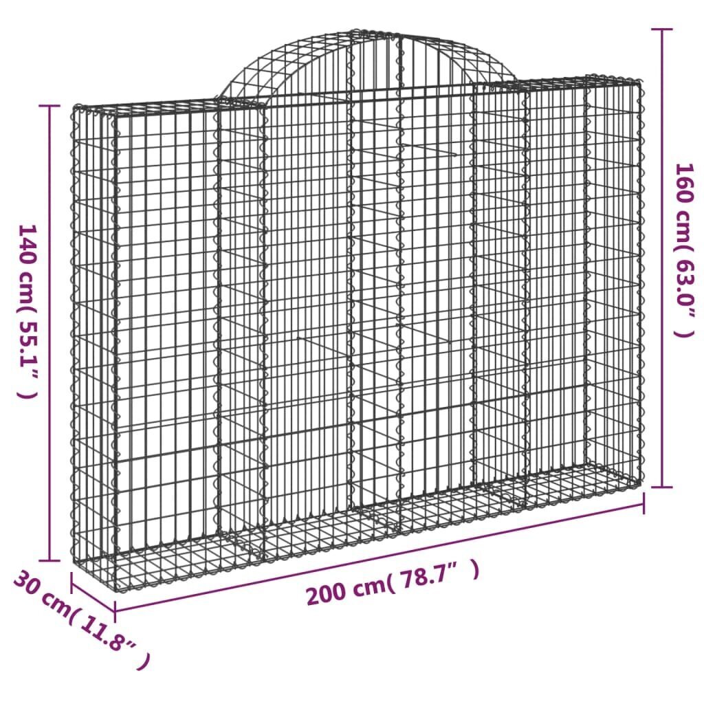 vidaXL Kaarevat kivikorit 11 kpl 200x30x140/160 cm galvanoitu rauta hinta ja tiedot | Aidat ja tarvikkeet | hobbyhall.fi