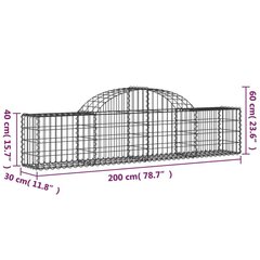 Kaarevat gabionikorit vidaXL, 200x30x40/60 cm hinta ja tiedot | Aidat ja tarvikkeet | hobbyhall.fi