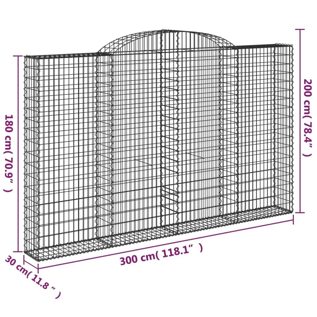 Kaarevat gabionikorit vidaXL, 200x30x180/200cm hinta ja tiedot | Aidat ja tarvikkeet | hobbyhall.fi