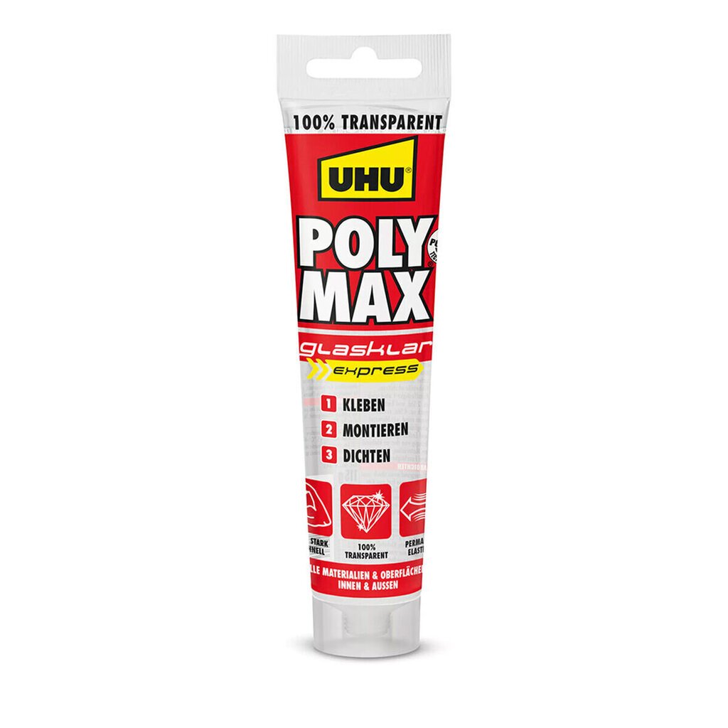 Liima - tiiviste UHU Poly Max Cristal Express 6310615, 115 g hinta ja tiedot | Eristeet ja tiivisteet | hobbyhall.fi