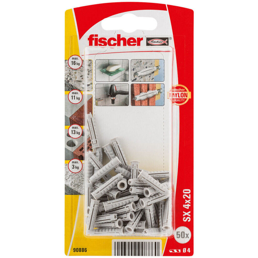 Piikkarit Fischer 4 x 20 mm 50 kpl Natiivi hinta ja tiedot | Käsityökalut | hobbyhall.fi