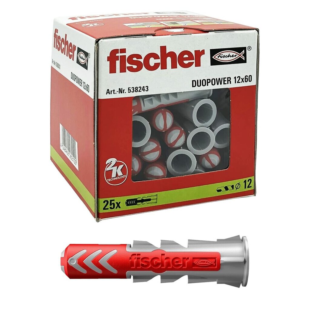 Piikkarit Fischer DuoPower 538243 Ø 12 x 60 mm Nylon (25 kpl) hinta ja tiedot | Käsityökalut | hobbyhall.fi