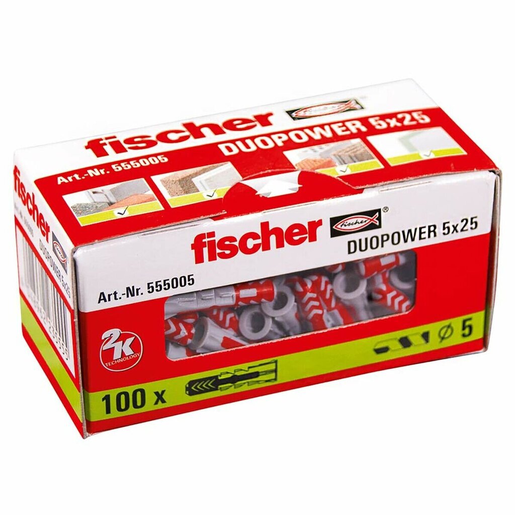 Piikkarit Fischer DuoPower 555005 Ø 5 x 25 mm Nylon (100 kpl) hinta ja tiedot | Käsityökalut | hobbyhall.fi