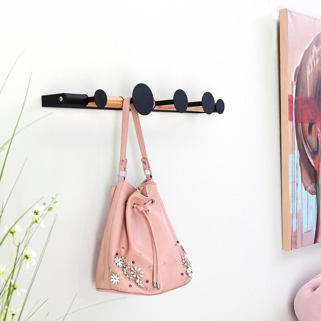 Wall mounted coat hanger 18 x 11 x 74 cm Metalli Puu teollinen hinta ja tiedot | Kylpyhuoneen sisustus | hobbyhall.fi