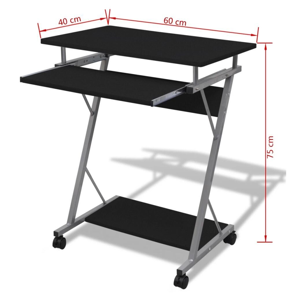 Työpöytä ulosvedettävällä alustalla näppäimistölle, musta hinta ja tiedot | Tietokonepöydät ja työpöydät | hobbyhall.fi