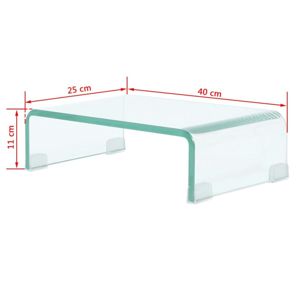 TV-taso/näyttökorkeus, kirkas lasi, 40x25x11 cm hinta ja tiedot | TV-tasot | hobbyhall.fi