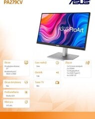 Asus ProArt PA279CV näyttö, 27 4K, IPS, 60Hz, 5ms, 350 cd/m² hinta ja tiedot | Asus Tietokoneet ja pelaaminen | hobbyhall.fi