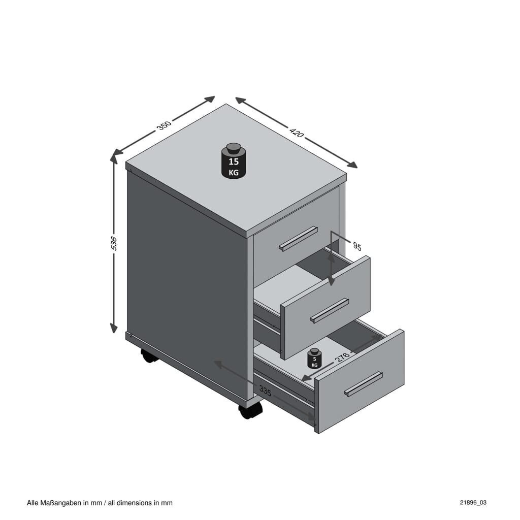 FMD Siirreltävä lipasto betoni/korkeakiilto valkoinen hinta ja tiedot | Lipastot | hobbyhall.fi