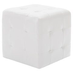 Puffit, 2 kpl, valkoinen, 30x30x30cm, keinonahka hinta ja tiedot | Säkkituolit, rahit ja penkit | hobbyhall.fi