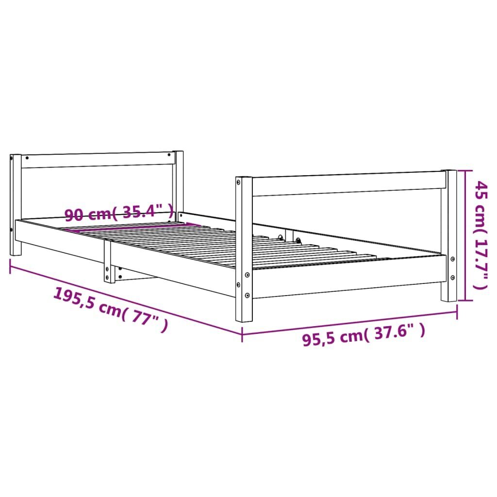 vidaXL Lasten sängynrunko 90x190 cm täysi mänty hinta ja tiedot | Lastensängyt | hobbyhall.fi