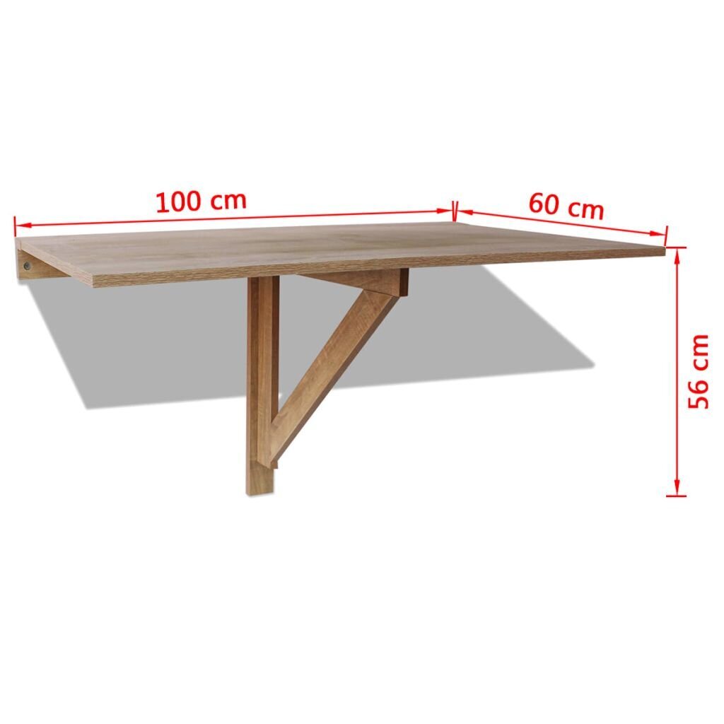 Taitettava ripustuspöytä, tammi, 100x60 cm hinta ja tiedot | Puutarhapöydät | hobbyhall.fi