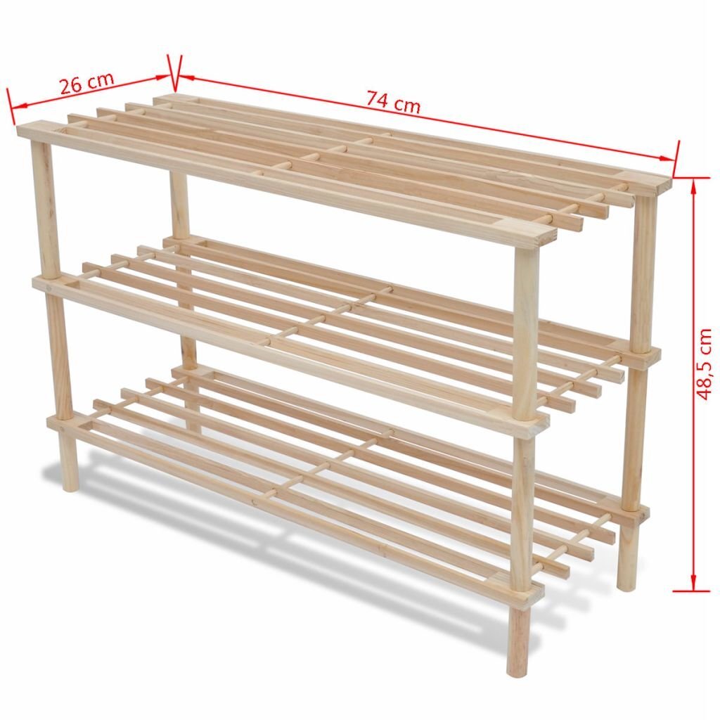 Puinen kenkäteline, kolmitasoinen, 2 kpl hinta ja tiedot | Kenkäkaapit ja -hyllyt | hobbyhall.fi