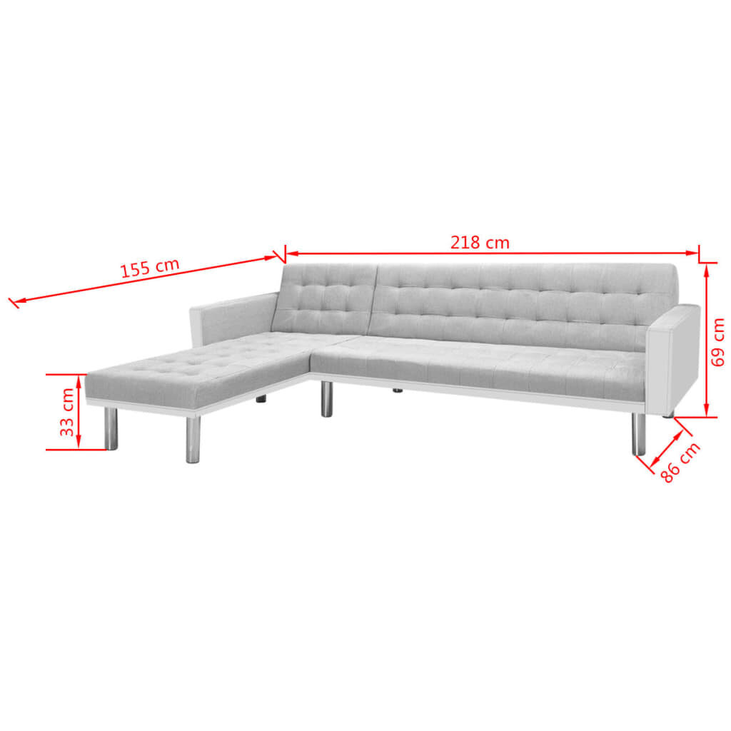 Kulmasohva, 218x155x69 cm, valkoinen ja harmaa hinta ja tiedot | Kulmasohvat ja divaanisohvat | hobbyhall.fi