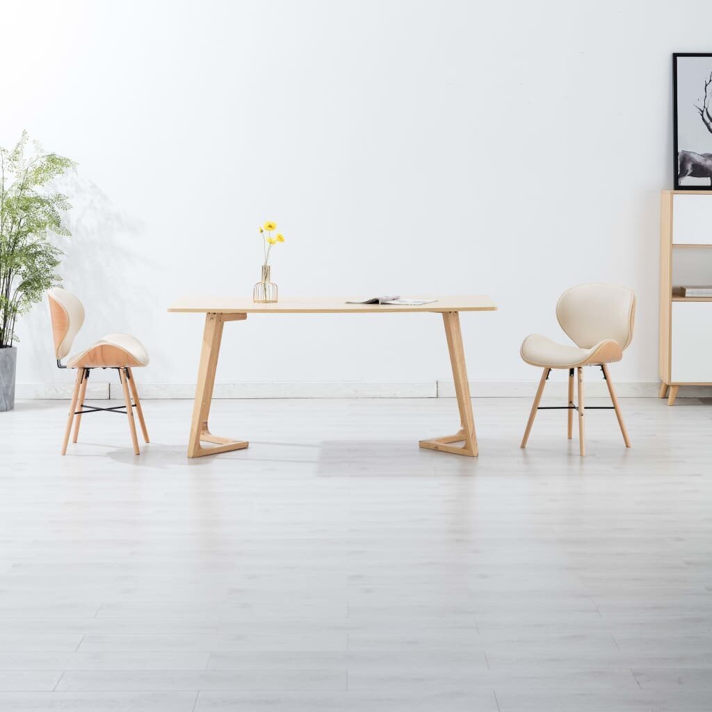 Ruokapöydän tuolit, 2 kpl, kerma, keinonahkaa ja puuta hinta ja tiedot | Ruokapöydän tuolit | hobbyhall.fi
