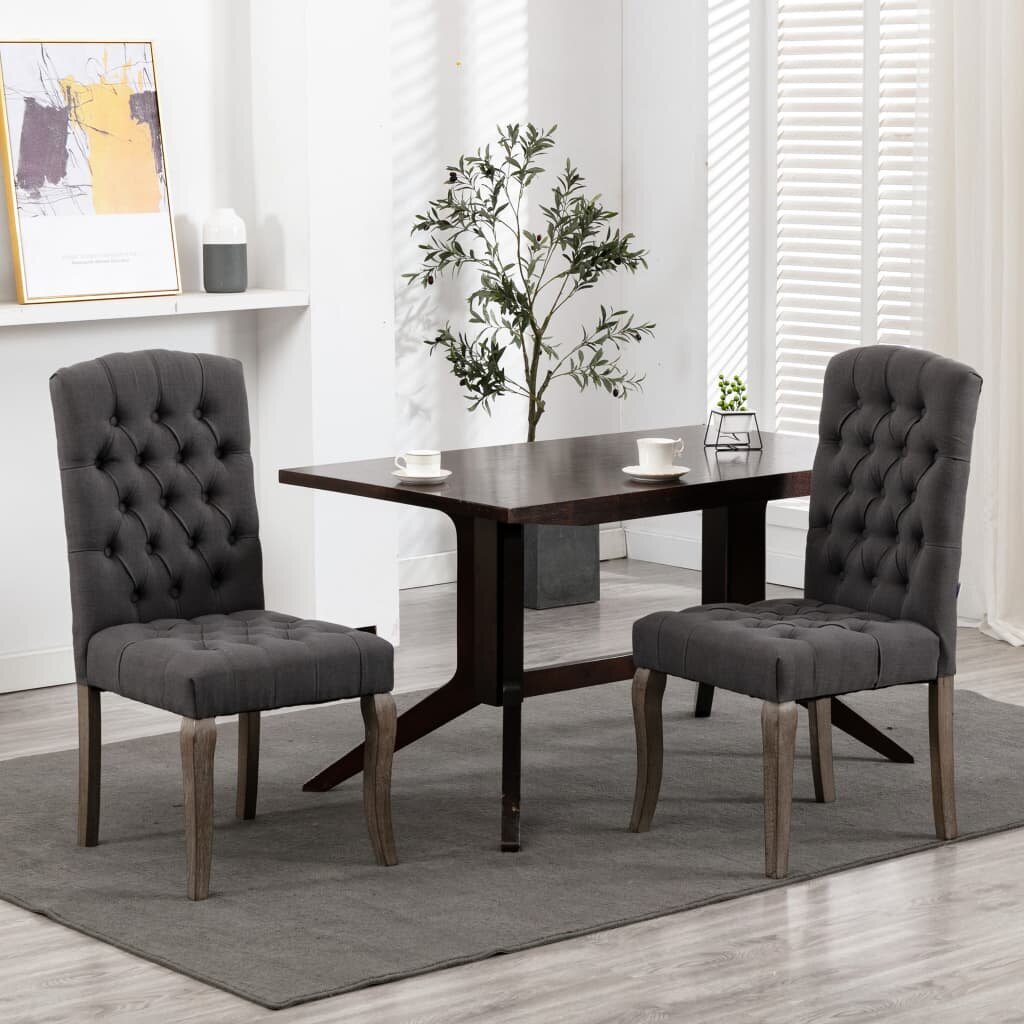 Ruokapöydän tuolit, 2 kpl, harmaa, pellava näköinen kangas hinta ja tiedot | Ruokapöydän tuolit | hobbyhall.fi