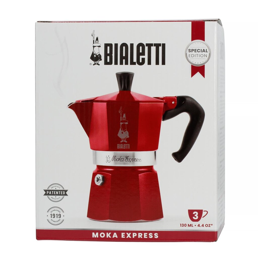 Kahvila Bialetti Moka Express Morocco 3 p. Punainen hinta ja tiedot | Kahvipannut ja teekannut | hobbyhall.fi