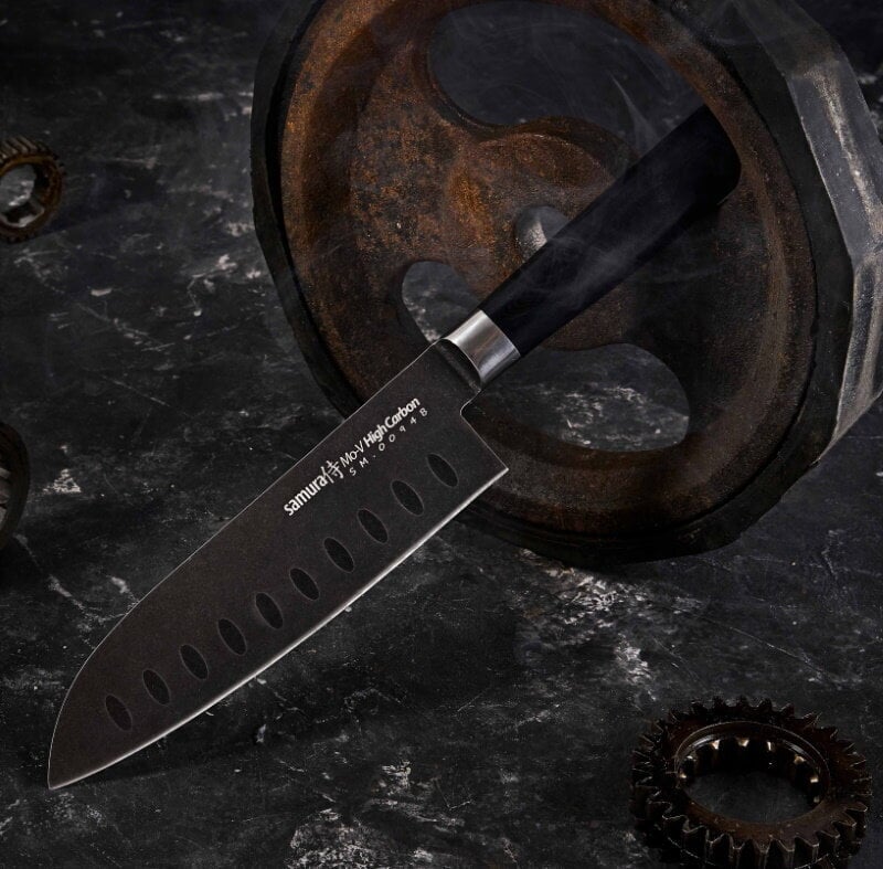 Keittiöveitsi SAMURA Mo-V Stonewash Grand Santoku Chef's SM-0094B hinta ja tiedot | Veitset ja tarvikkeet | hobbyhall.fi