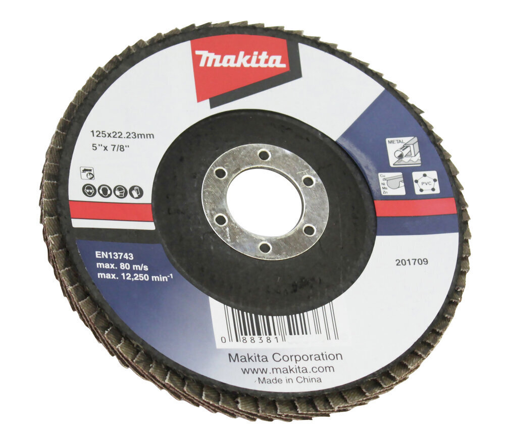 D-63507 Lameļu slīpdisks Economy type 125x22.23 A120 Metālam Makita hinta ja tiedot | Käsityökalut | hobbyhall.fi