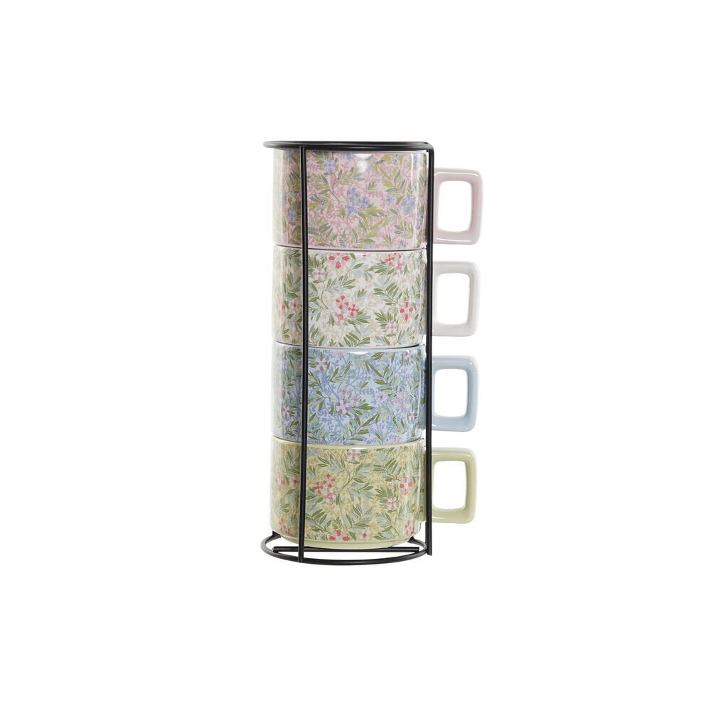 Yksikkö kahvimukisarja DKD Home Decor Sininen Pinkki Metallic Green Flowers Dolomite (13 x 9,5 x 6,5 cm) (4 kpl) (260 ml) hinta ja tiedot | Lasit, mukit ja kannut | hobbyhall.fi