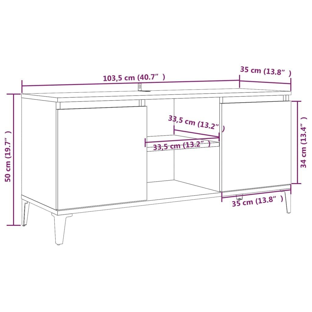 vidaXL TV-kaappi metallijaloilla, tammi, 103,5x35x50cm hinta ja tiedot | TV-tasot | hobbyhall.fi