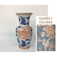 Posliinimaljakko DKD Home Decor Oriental, 24 x 24 x 46 cm, sininen/oranssi hinta ja tiedot | Maljakot | hobbyhall.fi