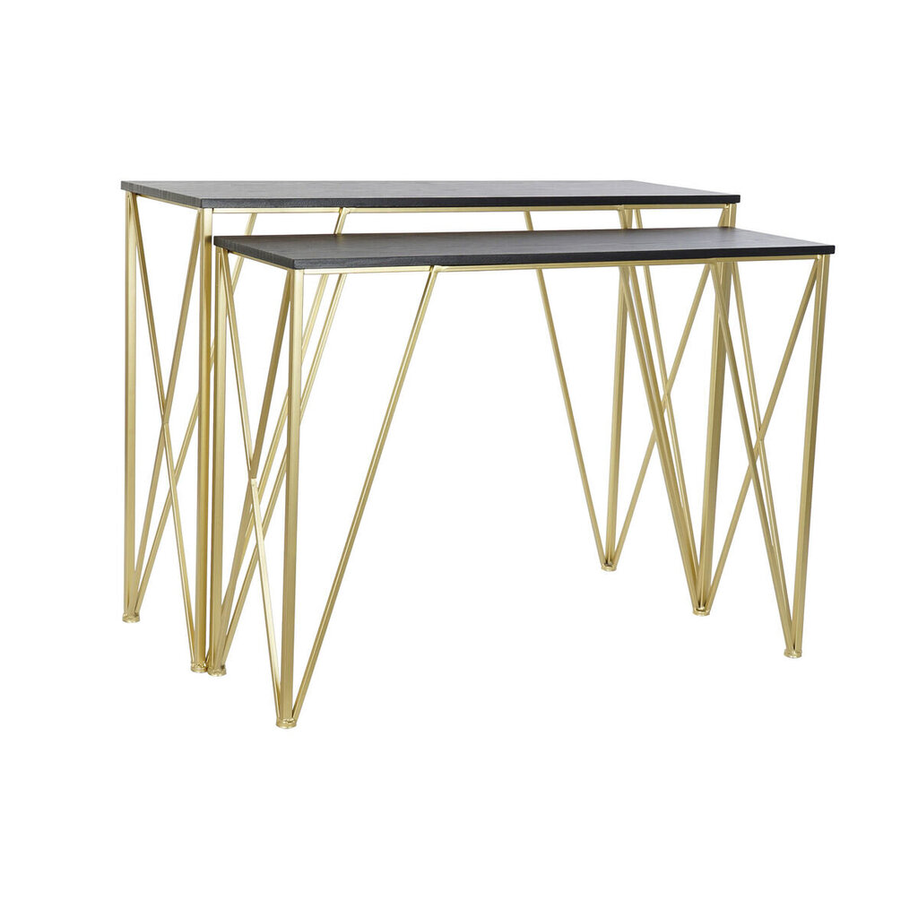 Sivupöytä DKD Home Decor Musta Kullattu Metalli Puu (107,5 x 36 x 79,5 cm) (2 osaa) hinta ja tiedot | Sivupöydät | hobbyhall.fi