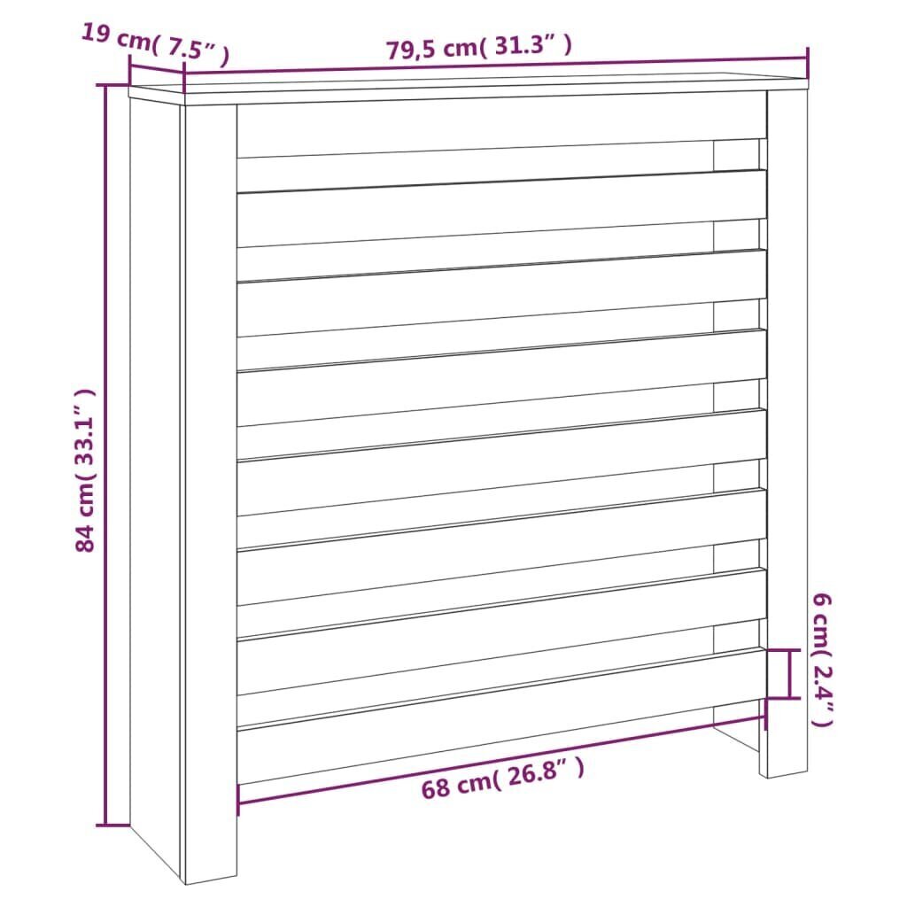 vidaXL Lämpöpatterin suoja 79,5x19x84 cm täysi mänty hinta ja tiedot | Takka- ja uunitarvikkeet | hobbyhall.fi