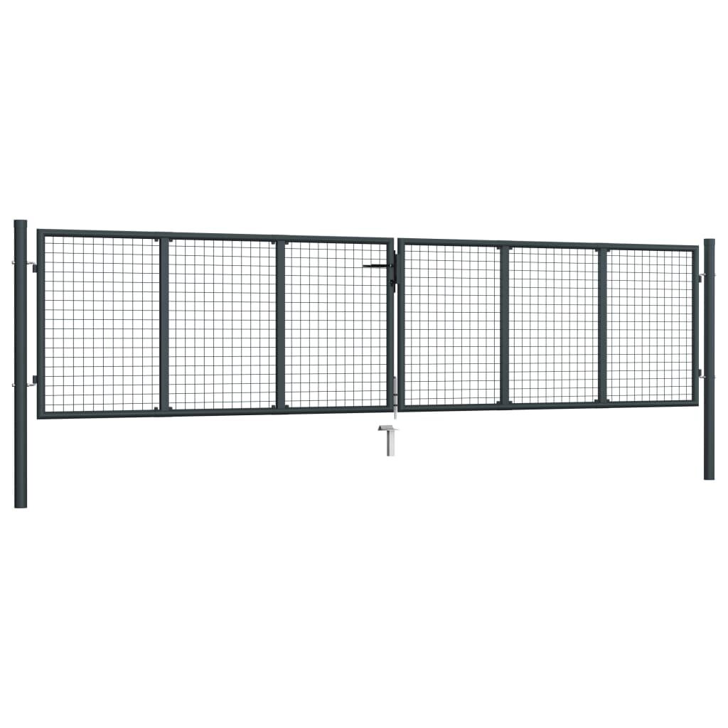 vidaXL Puutarhaportti galvanoitu teräsverkko 400x125 cm harmaa hinta ja tiedot | Aidat ja tarvikkeet | hobbyhall.fi