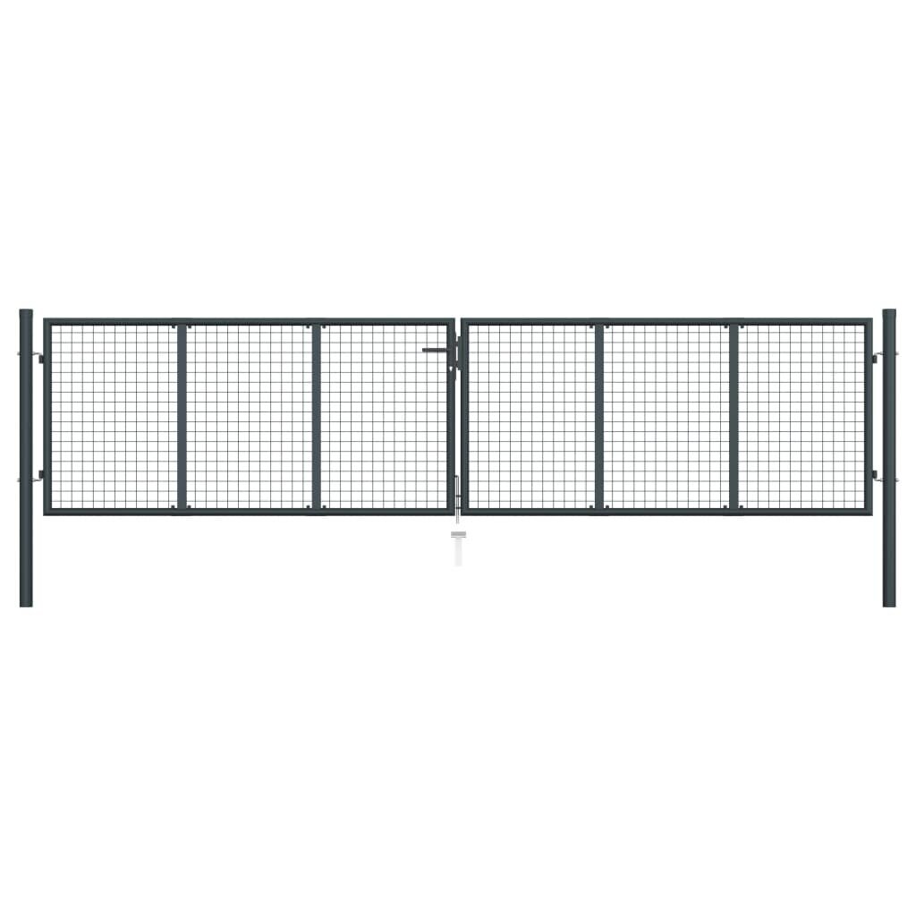 vidaXL Puutarhaportti galvanoitu teräsverkko 400x125 cm harmaa hinta ja tiedot | Aidat ja tarvikkeet | hobbyhall.fi