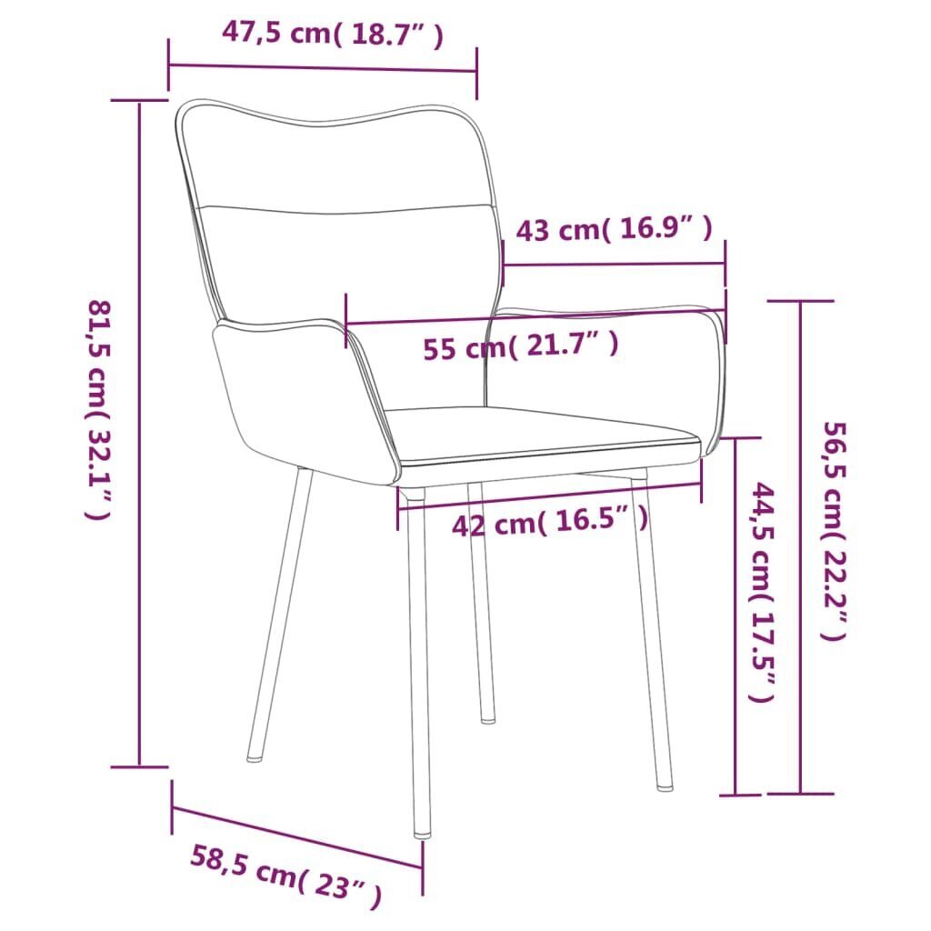 Ruokasalin tuolit, 2 kpl, sininen, sametti hinta ja tiedot | Ruokapöydän tuolit | hobbyhall.fi