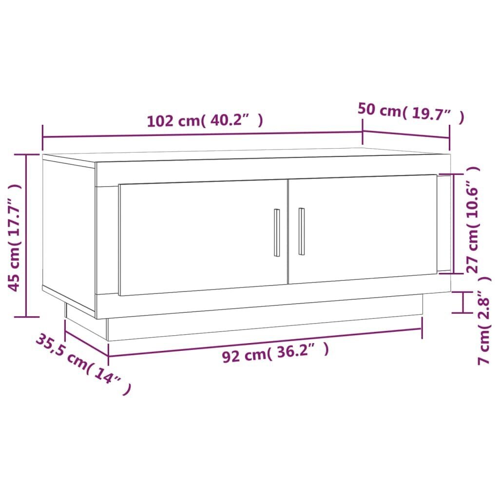 Sohvapöytä, betoninharmaa, 102x50x45cm, käsitelty puu hinta ja tiedot | Sohvapöydät | hobbyhall.fi