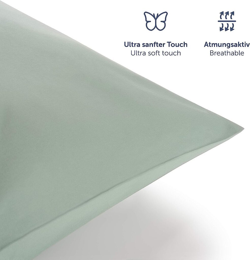 BLUMAL BASIC MICROFIBE BED PLAMEN 200X220 CM + 2X TILLOW POINTI 40x80 cm - erittäin pehmeä pussilakana, 3 osittain, kesävihreä - vihreä hinta ja tiedot | Pussilakanat ja tyynyliinat | hobbyhall.fi