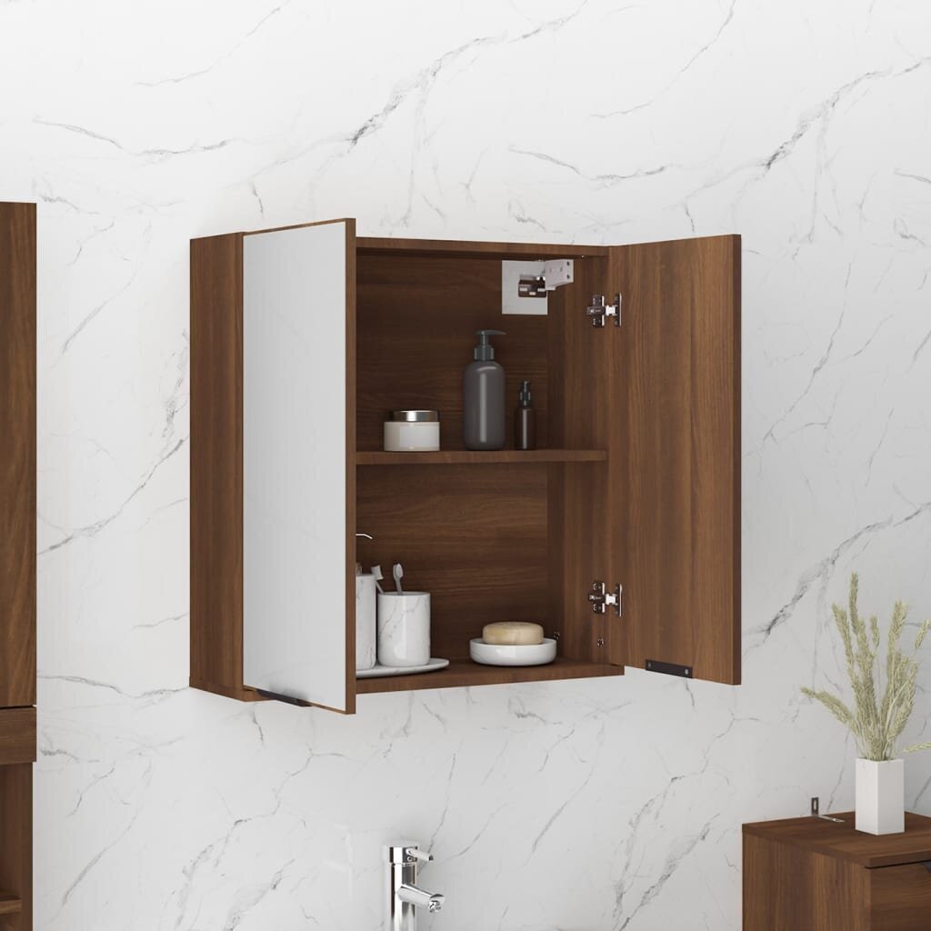 Peilikylpyhuonekaappi, ruskea tammi, 64x20x67cm hinta ja tiedot | Kylpyhuonekaapit | hobbyhall.fi