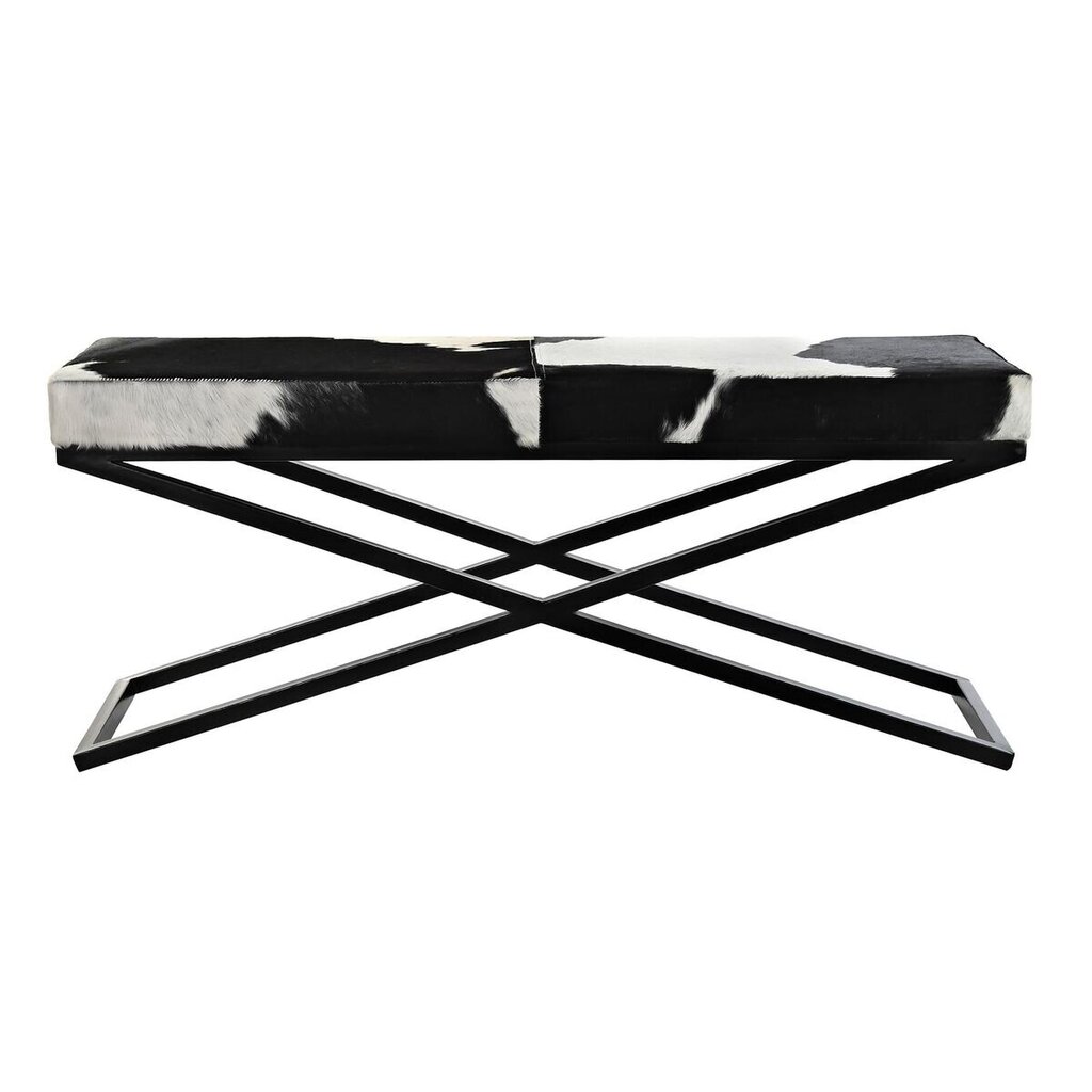 Foot-of-bed Bench DKD Home Decor Musta Beige Metalli Ruskea Nahka Valkoinen Siirtomaatyylinen (120 x 40 x 50 cm) hinta ja tiedot | Säkkituolit, rahit ja penkit | hobbyhall.fi