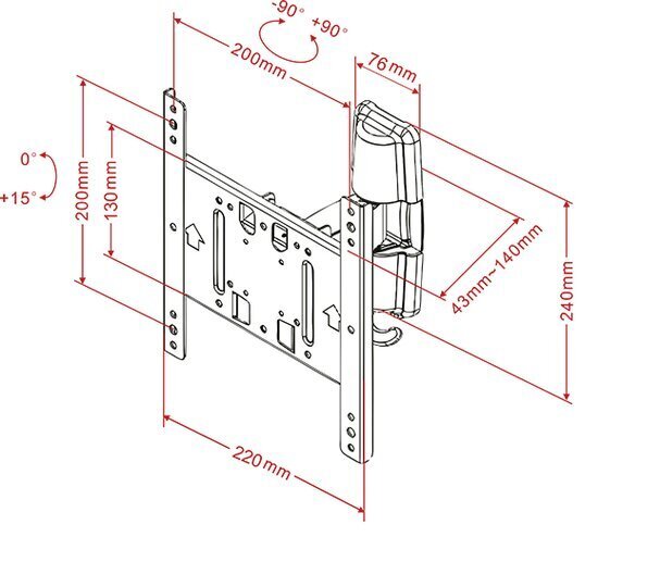 MB VESA FLEXARM TILT & TURN II SMALL,VESA MAX 200X200, MAX 25KG hinta ja tiedot | TV-seinätelineet | hobbyhall.fi