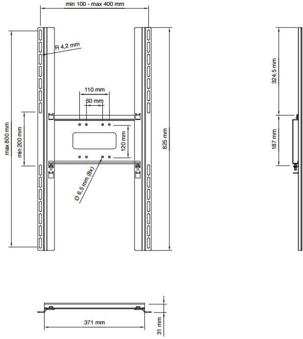 SMS Func Flatscree H Unislide 80 x 40cm pystyliuku näyttö asennuskomponentti : PL210242 hinta ja tiedot | TV-seinätelineet | hobbyhall.fi