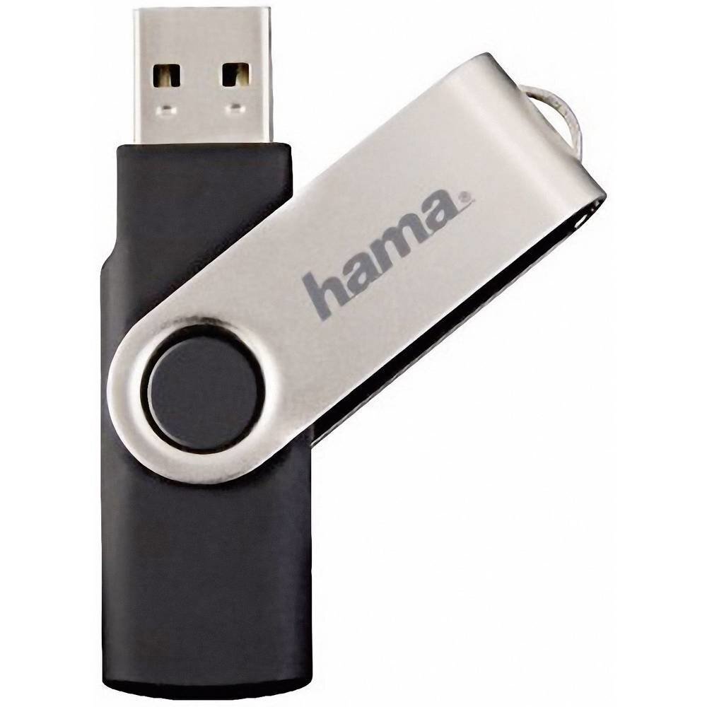 Muistitikku Hama Rotate, USB 2.0, 32 Gt, musta / hopea hinta ja tiedot | Muistitikut | hobbyhall.fi