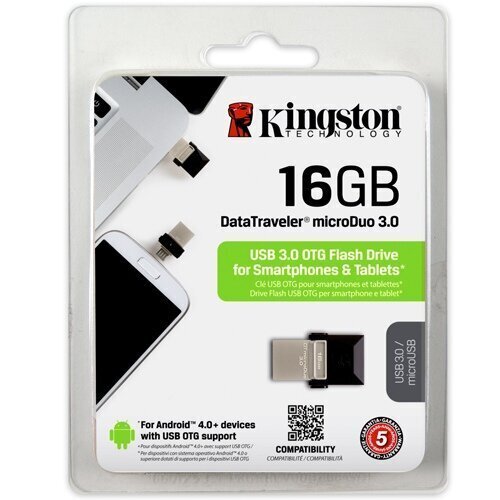 KINGSTON 16GB DT microDuo USB3.0/microUS hinta ja tiedot | Muistitikut | hobbyhall.fi