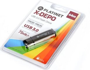Flash-asema Platinet X-DEPO PMFU364 64GB USB 3.0, musta hinta ja tiedot | Muistitikut | hobbyhall.fi