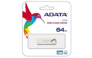 Muistitikku A-data UV210 64GB, USB 2.0, hopea hinta ja tiedot | Muistitikut | hobbyhall.fi