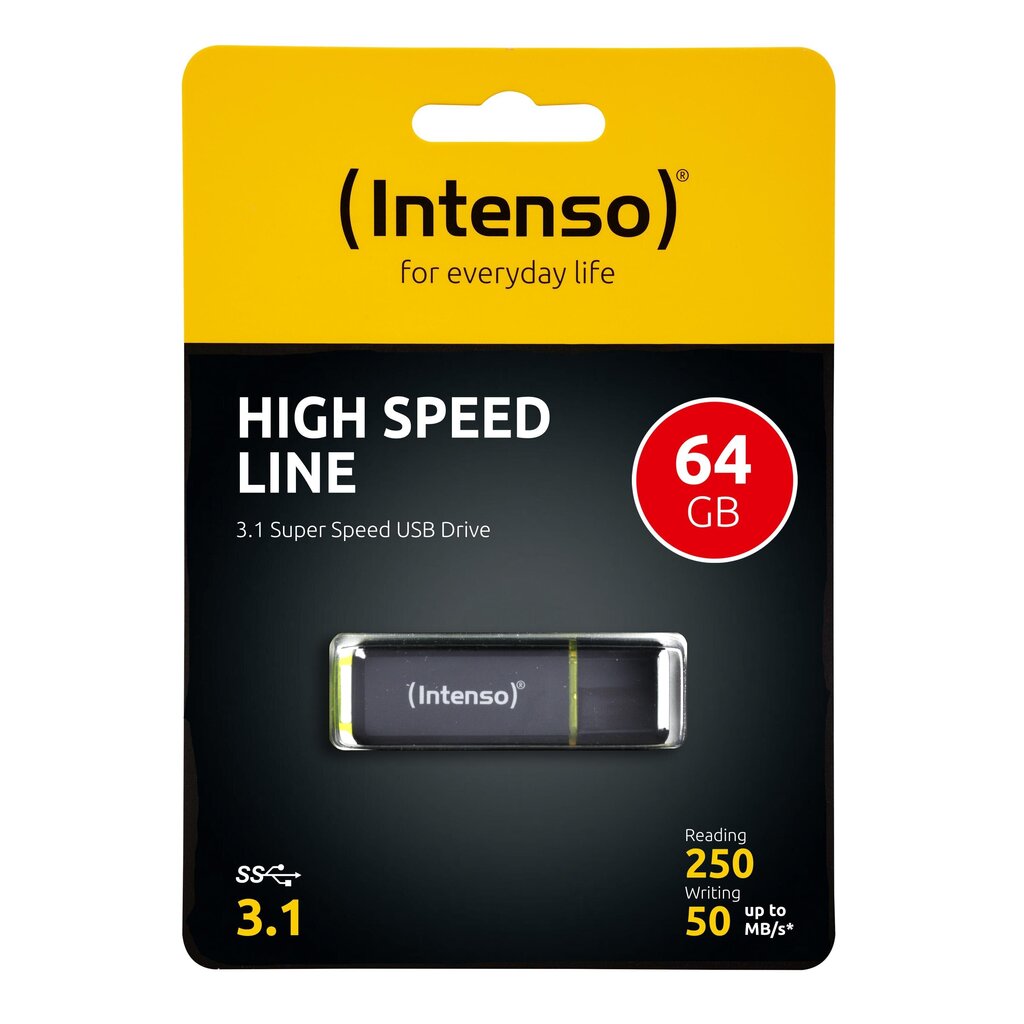 Intenso 3.1 64GB High Speed Line 3537490, musta hinta ja tiedot | Muistitikut | hobbyhall.fi