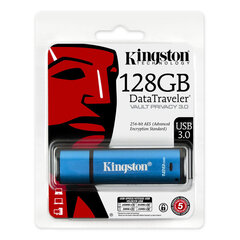 KINGSTON 128GB USB 3.0 DTVP30 256bit muistitikku hinta ja tiedot | Muistitikut | hobbyhall.fi